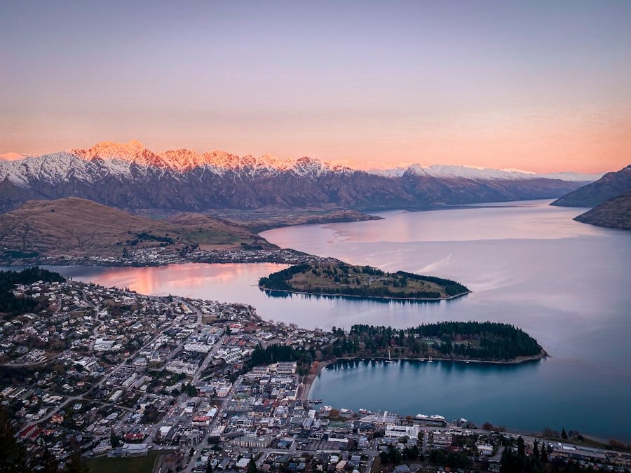 Queenstown and Lake Wakatipu framed by The Remarkables